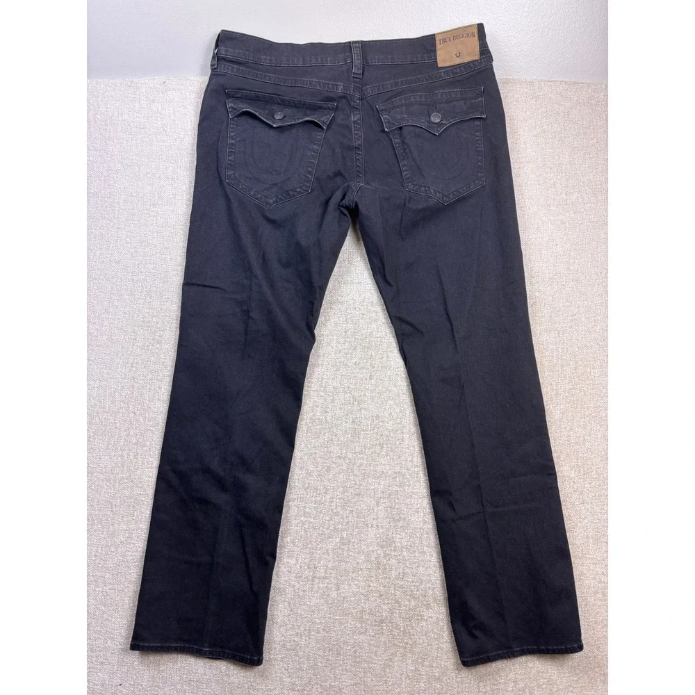 True Religion Mens Black Straight Leg Flap Pocket Jeans Size 40